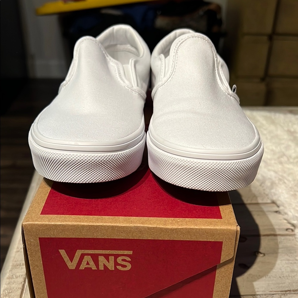 Vans White Slip-On Shoes